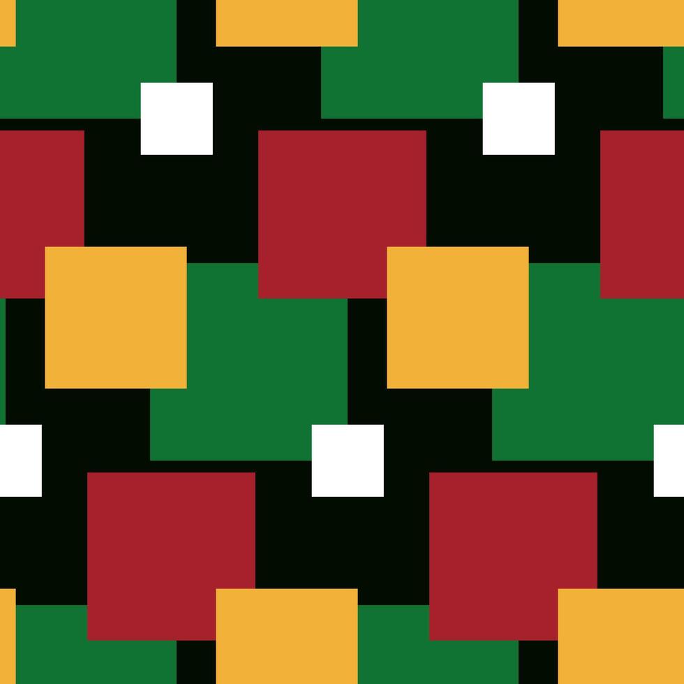 Abstract seamless pattern with squares in traditional African colors. Juneteenth Freedom Day concept. flat illustration on dark background vector