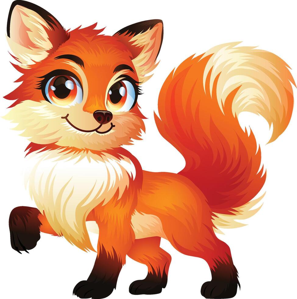 cute smiling fox baby animals cartoon vector