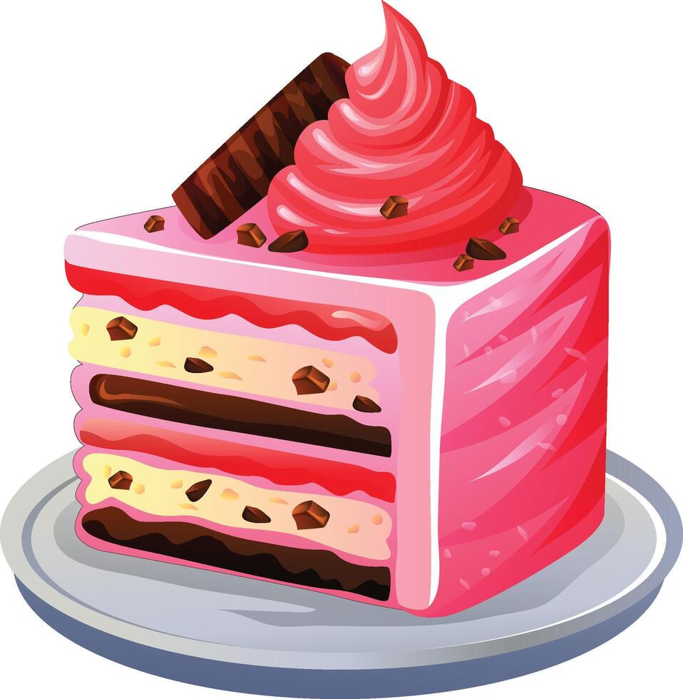 slice of strawberry cake with cream 44444020 Vector Art at Vecteezy