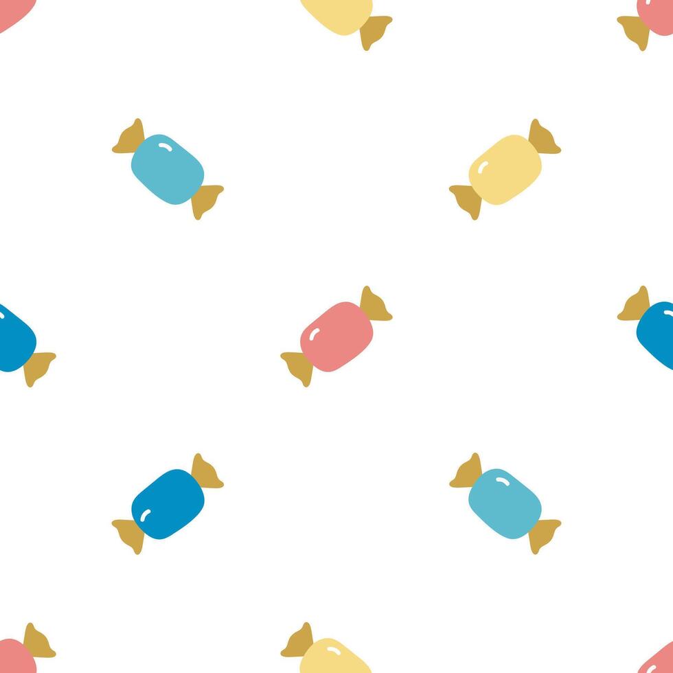 Seamless pattern with colorful candies. illustration in cartoon style. For card, posters, banners, printing on the pack, printing on clothes, fabric, wallpaper. vector