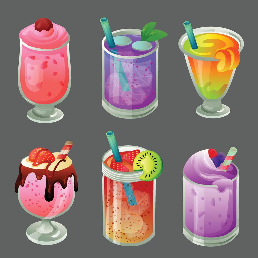 seis frío bebida bebida icono conjunto vector