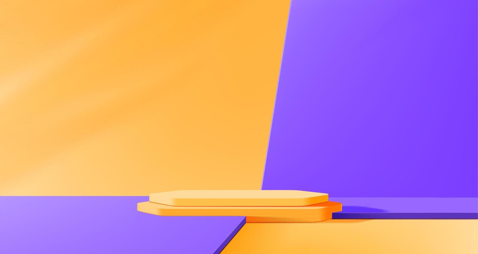 contraste 3d podio escenario, naranja púrpura colores vector