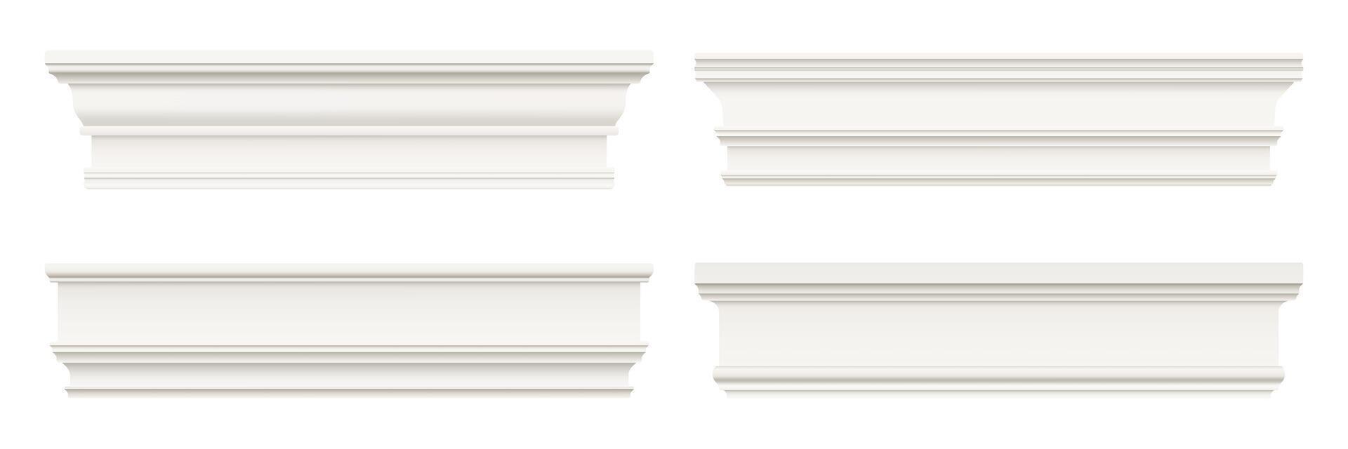 Wall skirting, trim molding and moulding cornice vector