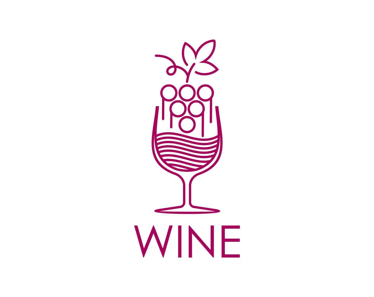 Grape wine icon of wineglass, winery, winemaking vector