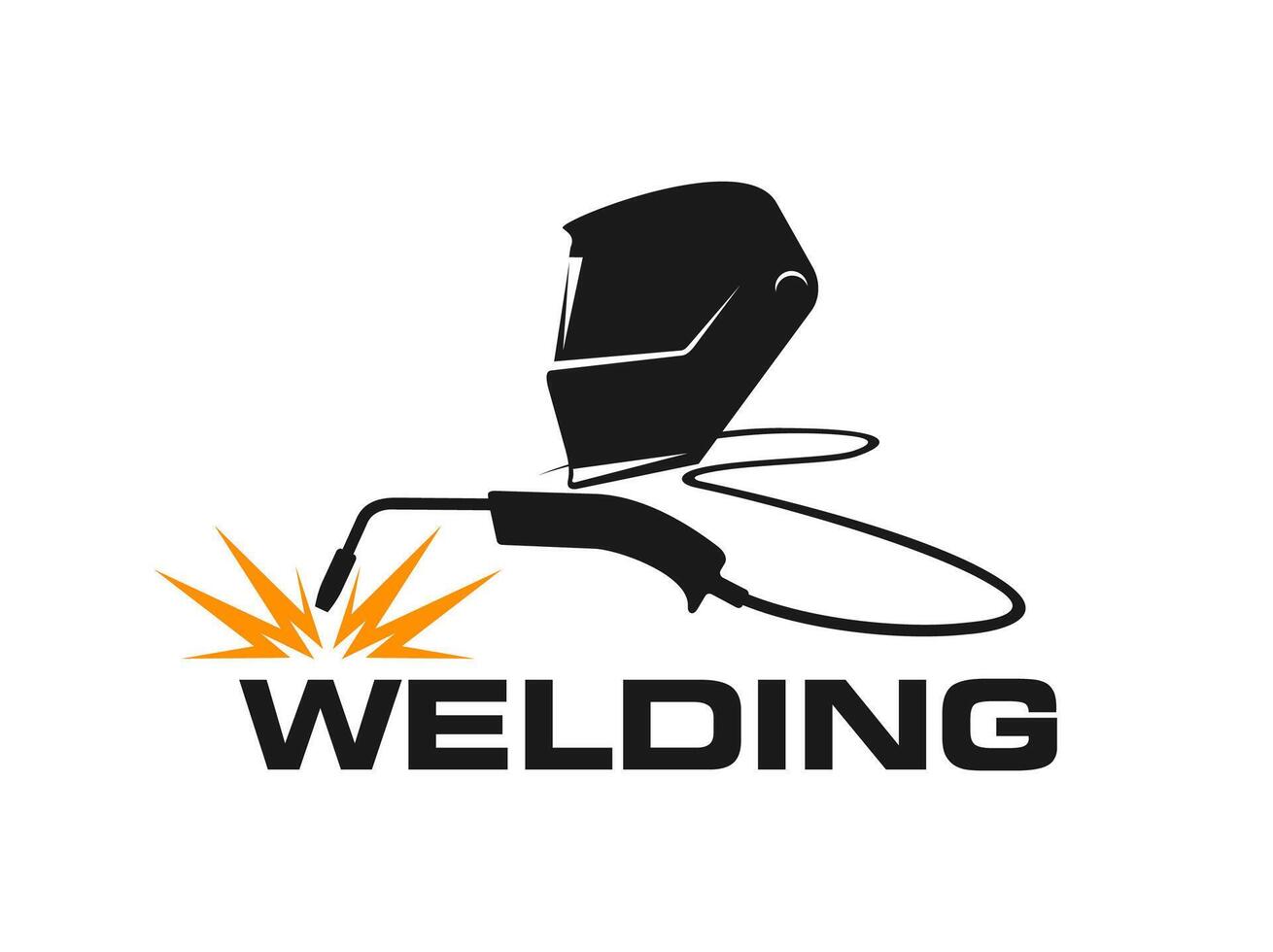 Weld icon of welder mask and tool, steel welding vector