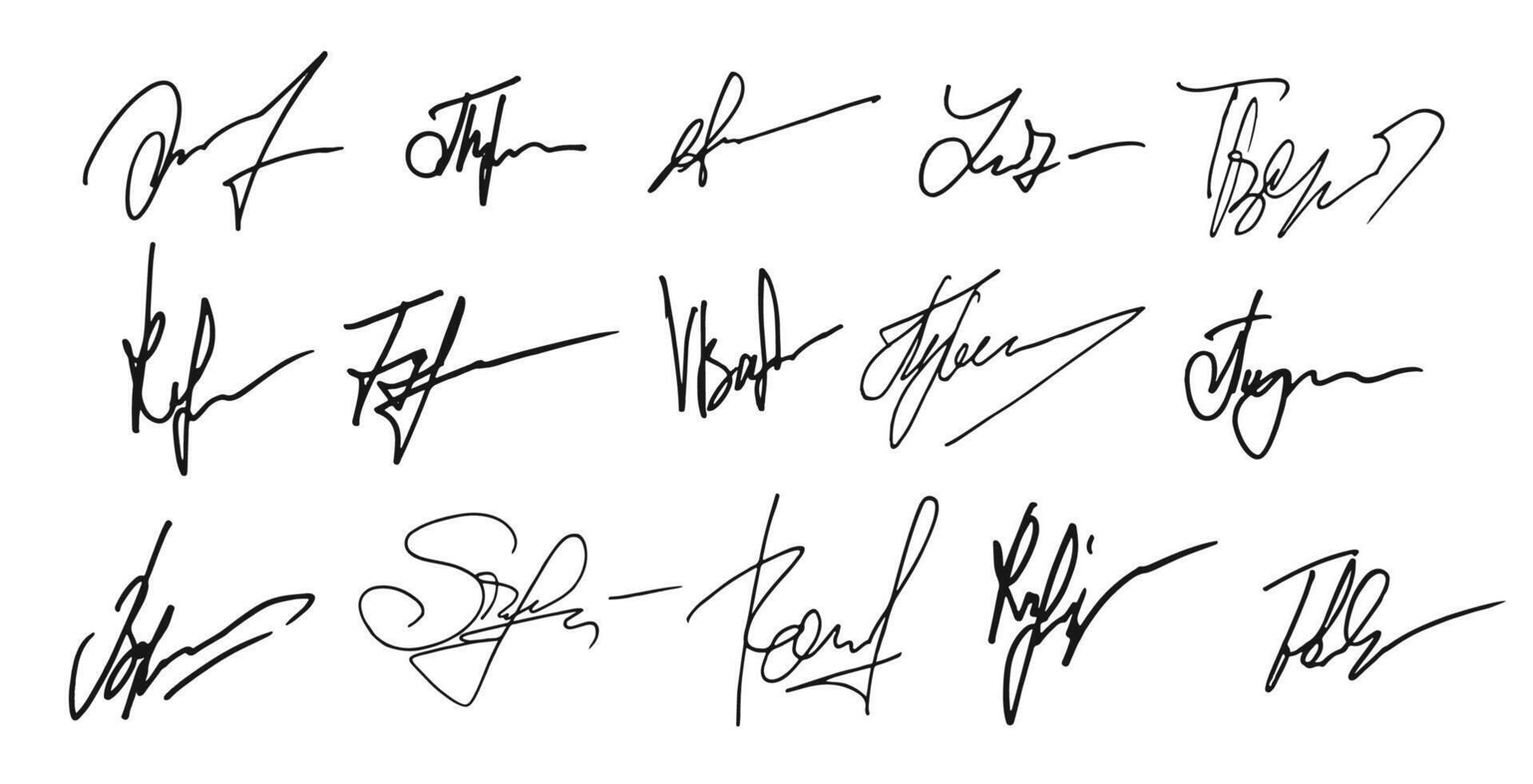 Handwritten autograph or ink signature pack vector