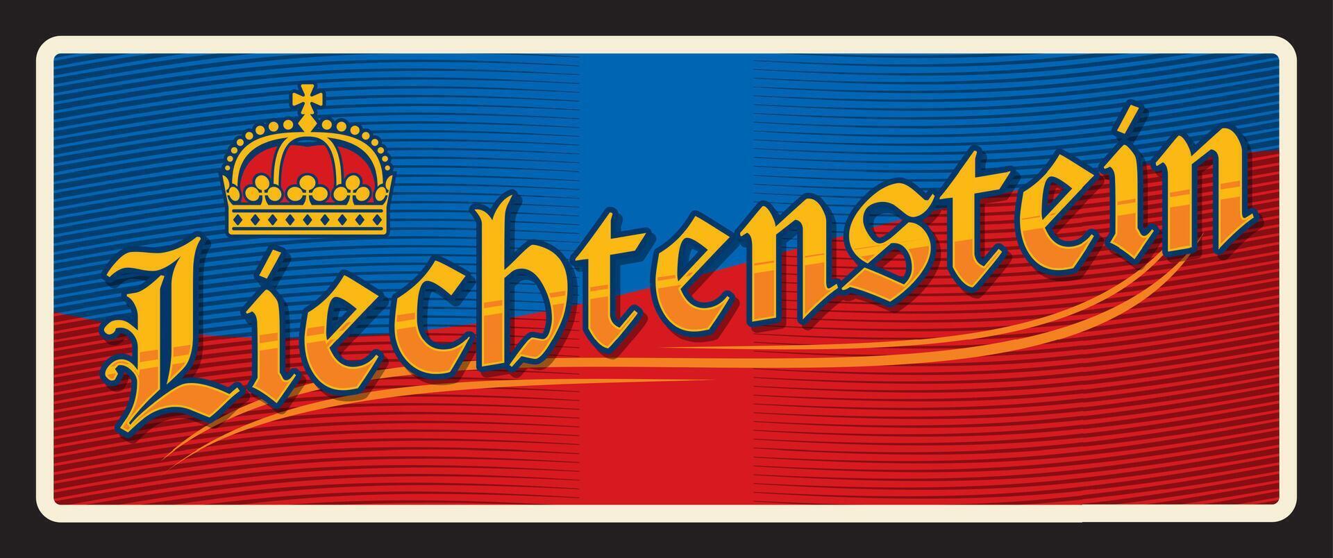 Liechtenstein alemán ciudad viaje plato estaño firmar vector