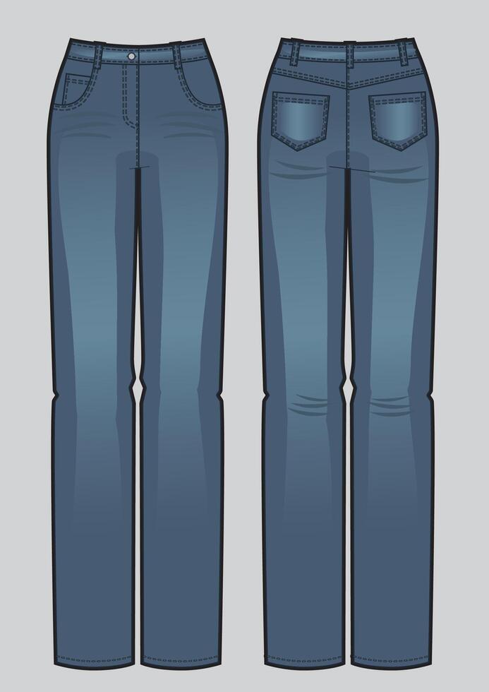 Blue classic woman jeans vector