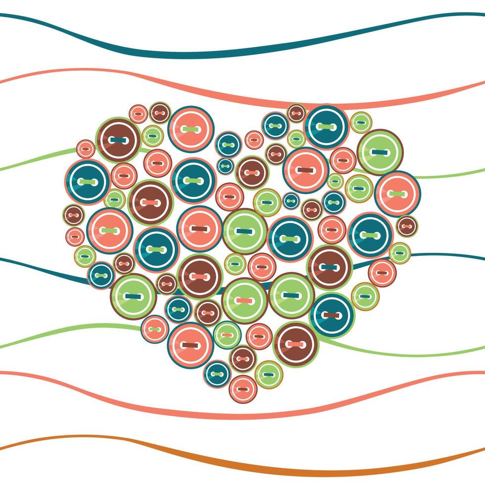 Heart formed from multicolor buttons vector
