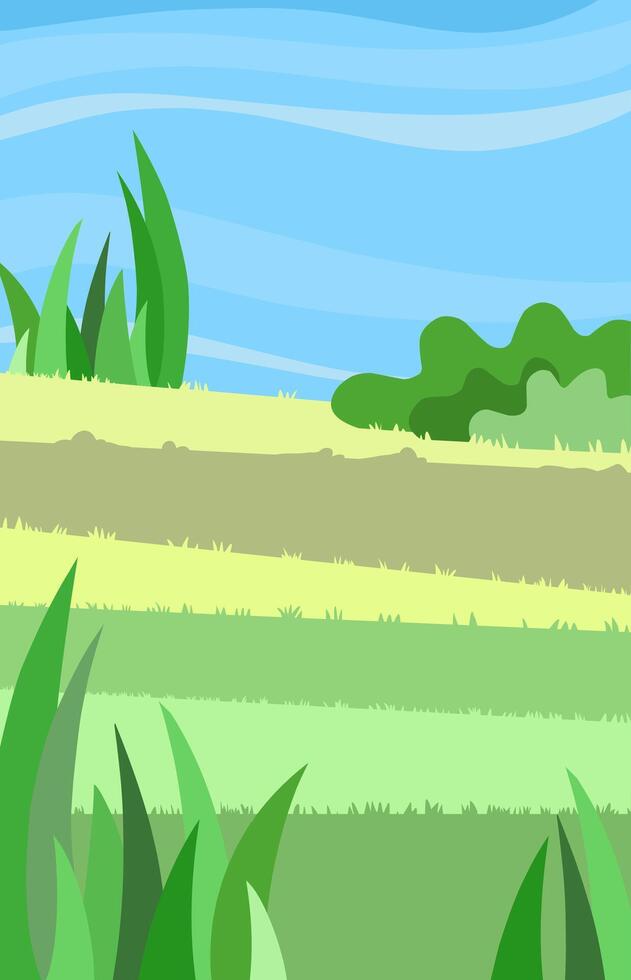 garden with grass and bushes as a background for children story books vector