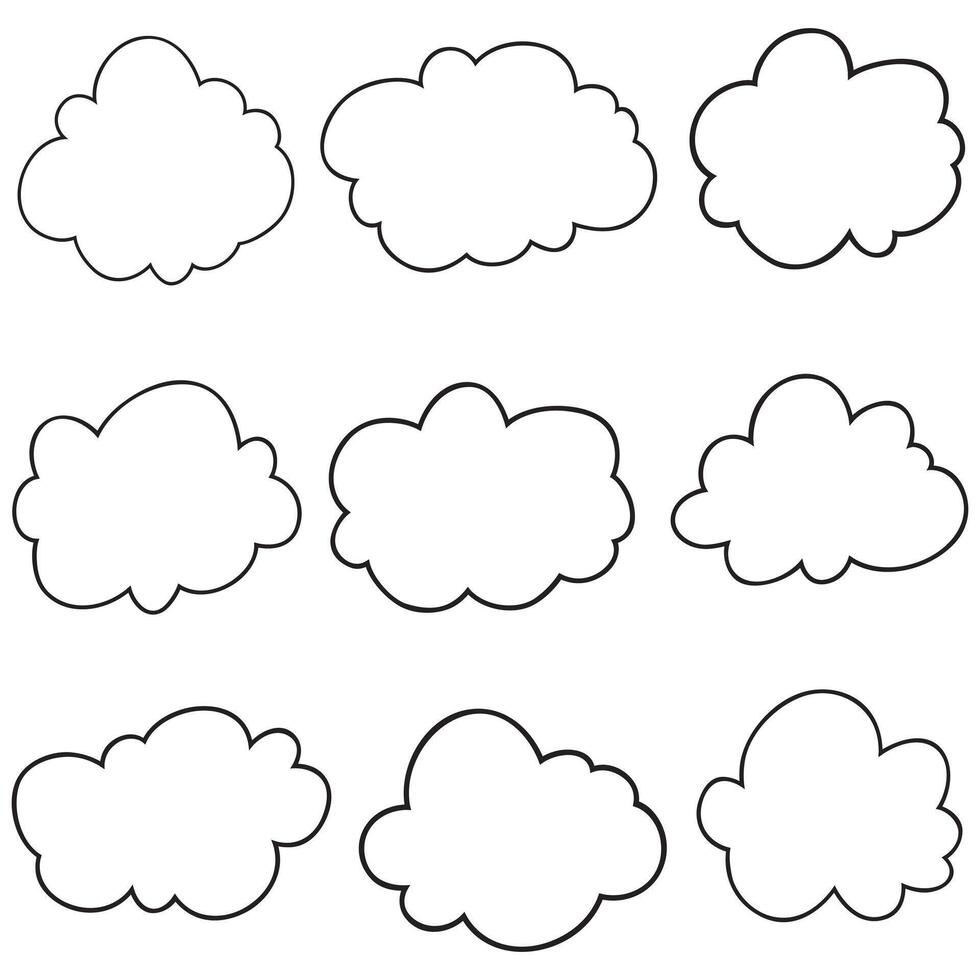 handdrawn doodle cloud illustration in cartoon style vector