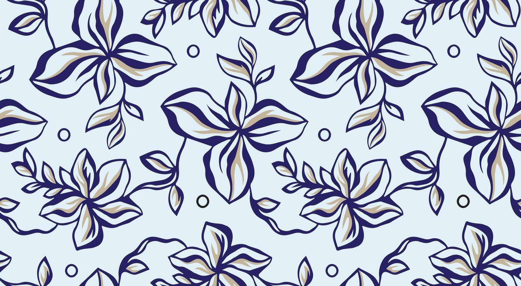 Floral pattern. Baroque wallpaper, damask. Seamless background. Blue flower vector