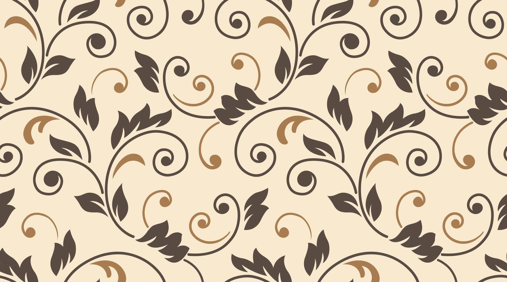 Floral pattern. Baroque wallpaper, damask. Seamless background. Black and brown ornament. vector