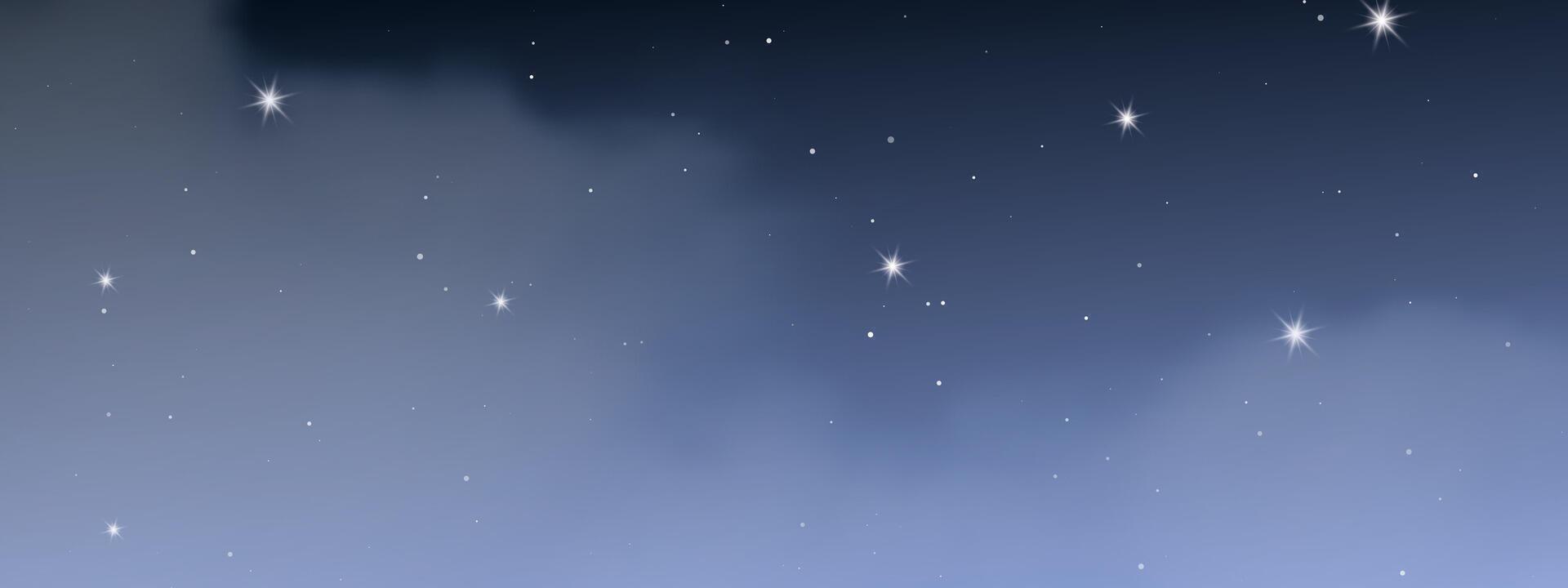 Night sky with clouds and many stars vector