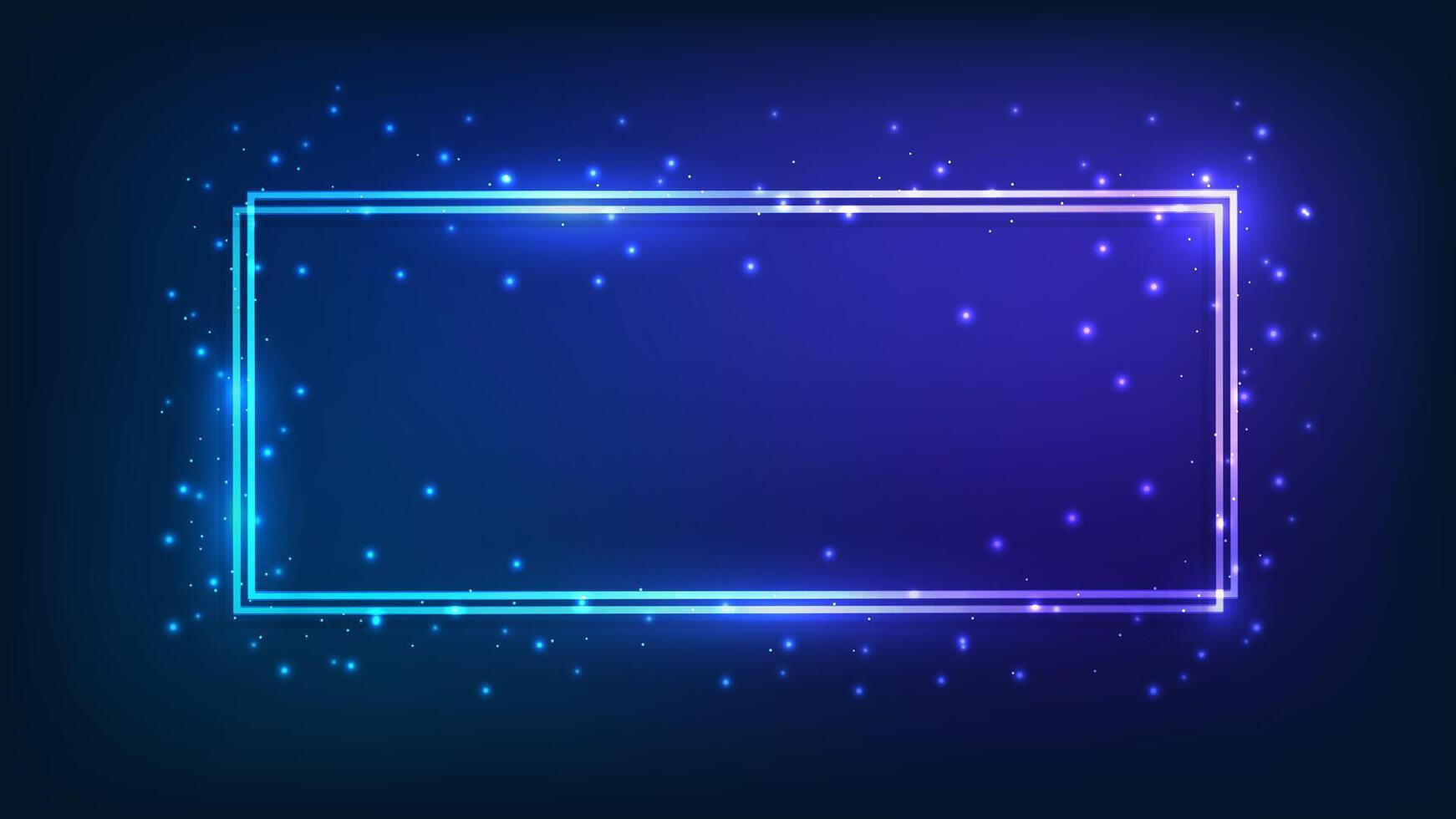 Neon double rectangular frame vector