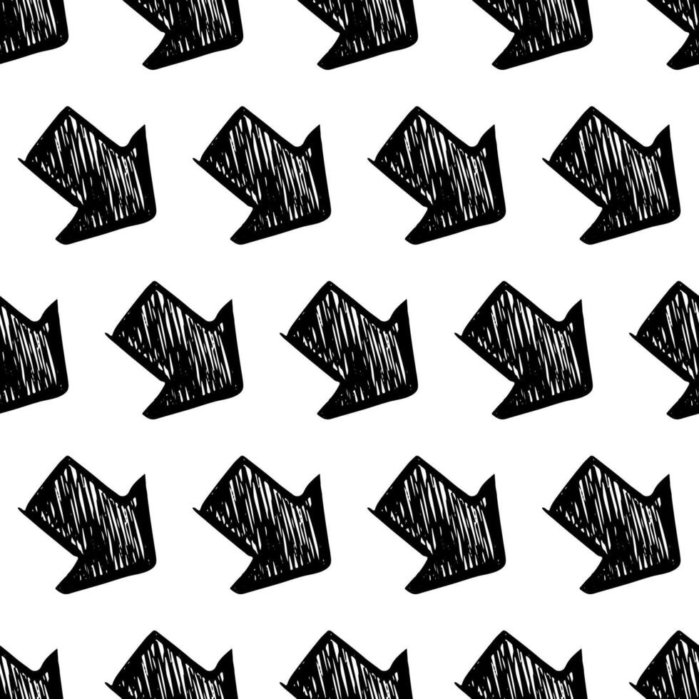 Seamless pattern with black hand drawn arrows vector