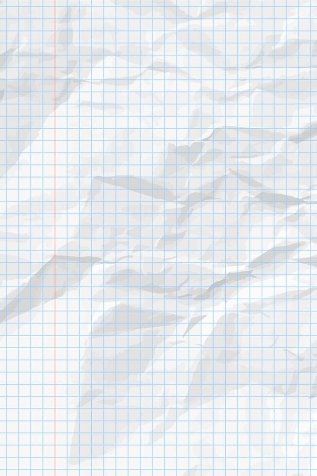 White clean crumpled checkered paper vector