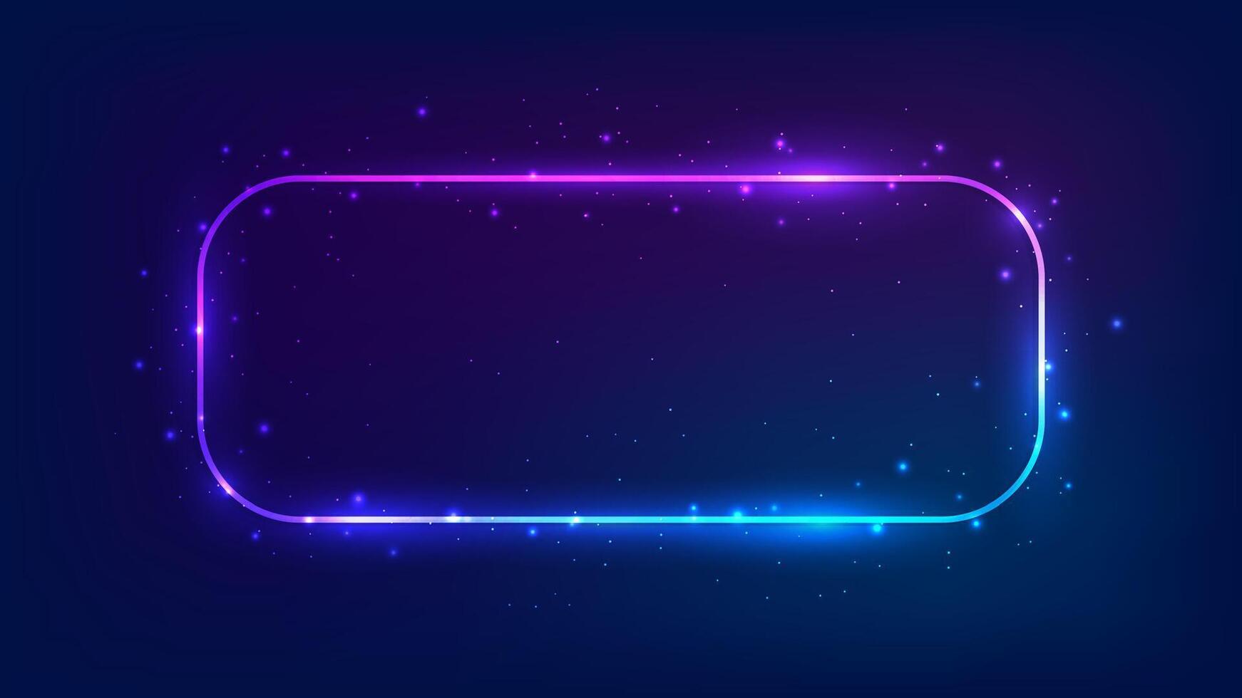 Neon rectangular frame with shining effects vector