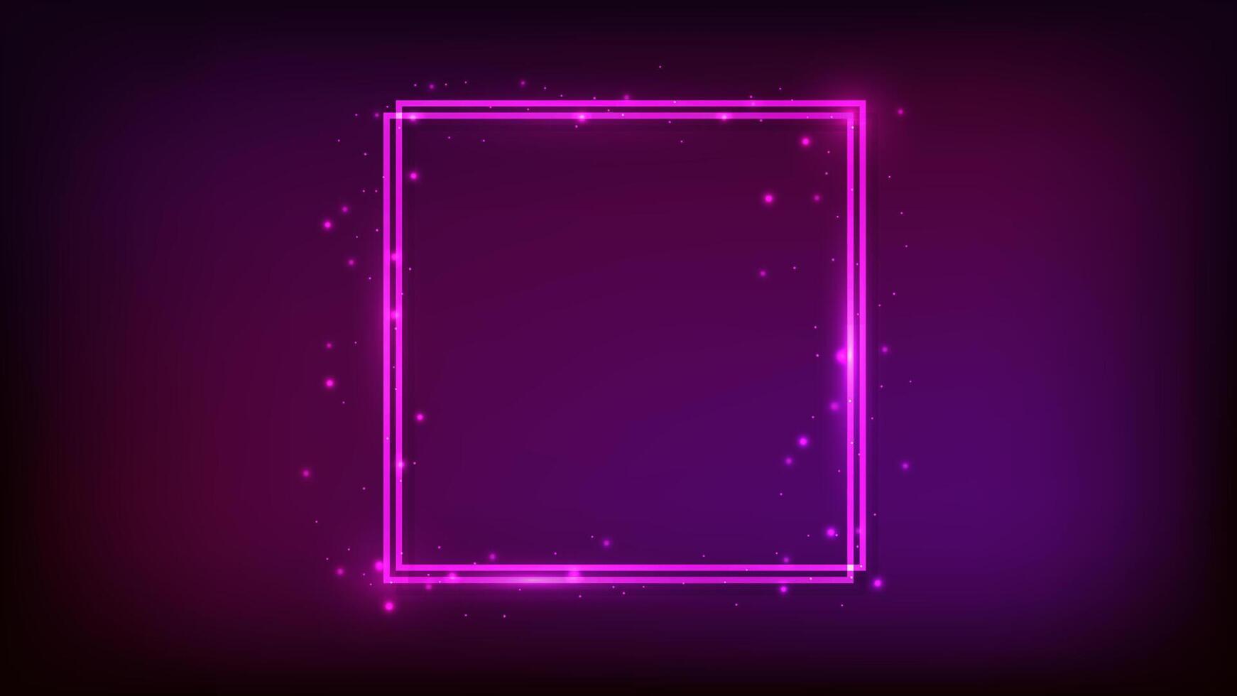Neon double square frame vector