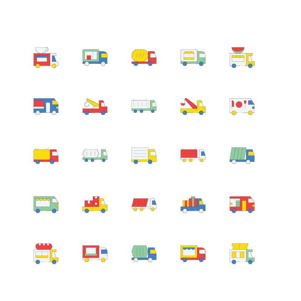 Truck Set of Transport Line Icons. Contains such Icons as Truck vector