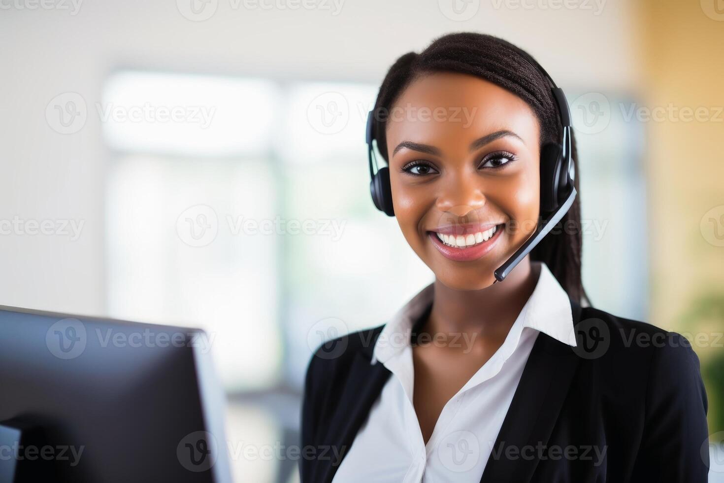 A call center agent at work. photo