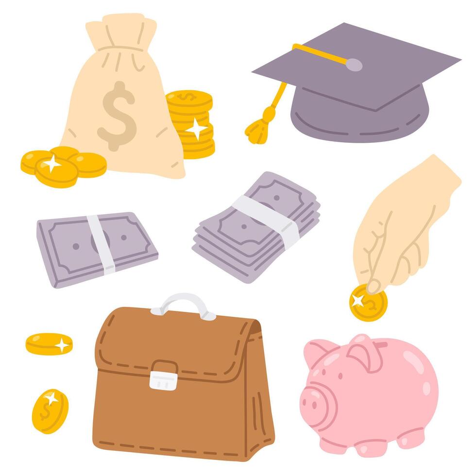 dinero educación conjunto vector