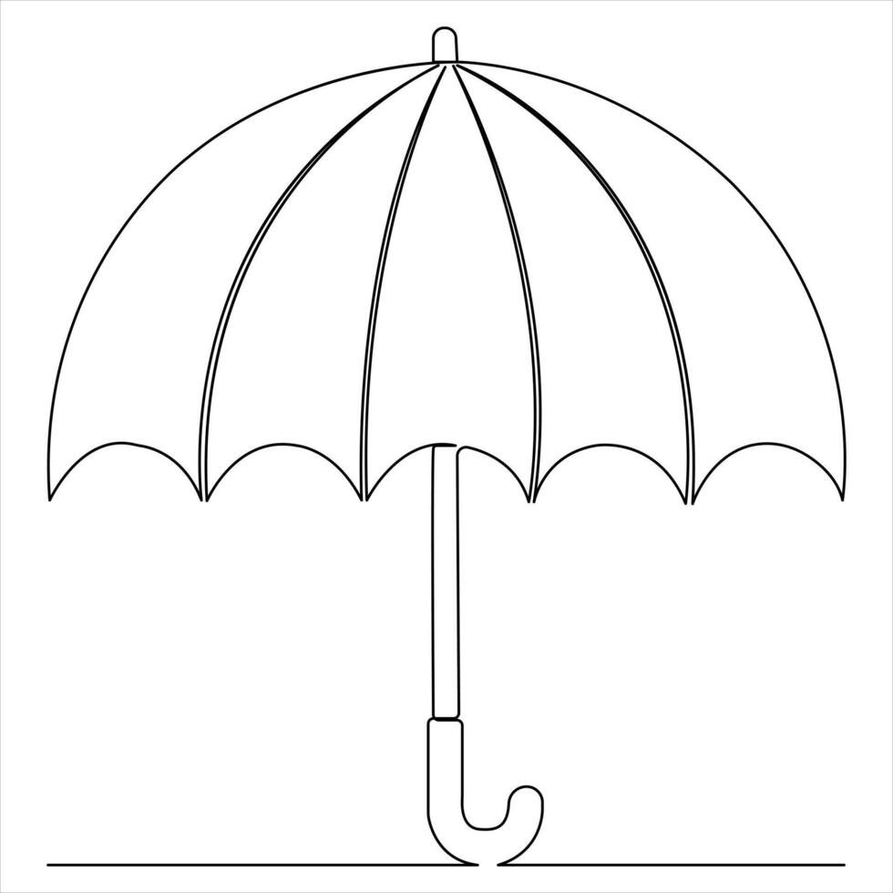 Continuous single line umbrella rain weather art drawing style illustration vector