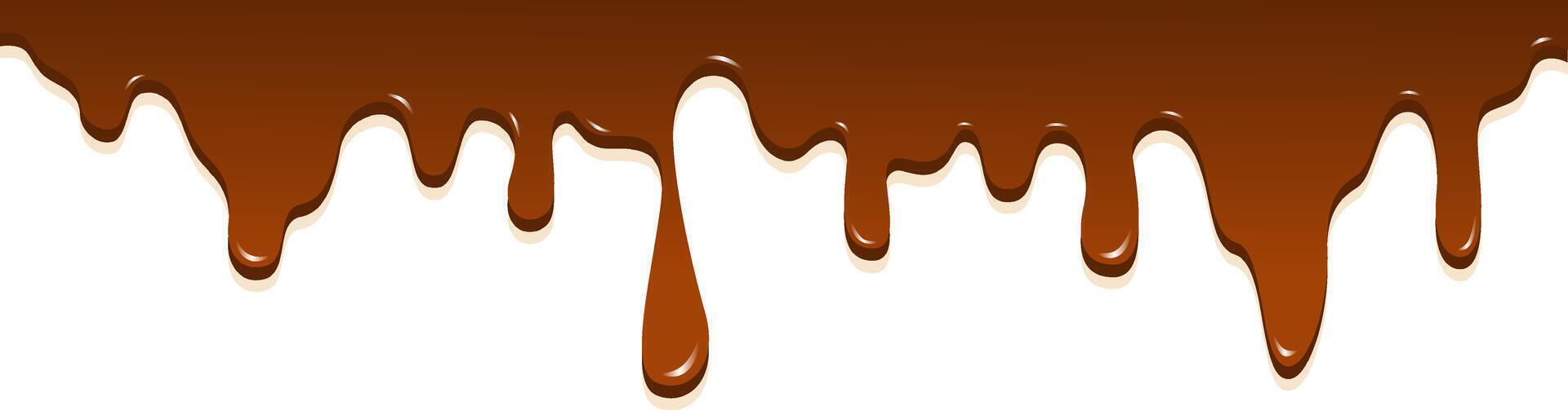 Realistic dripping brown chocolate illustration isolated in white background. World Chocolate Day celebration. vector