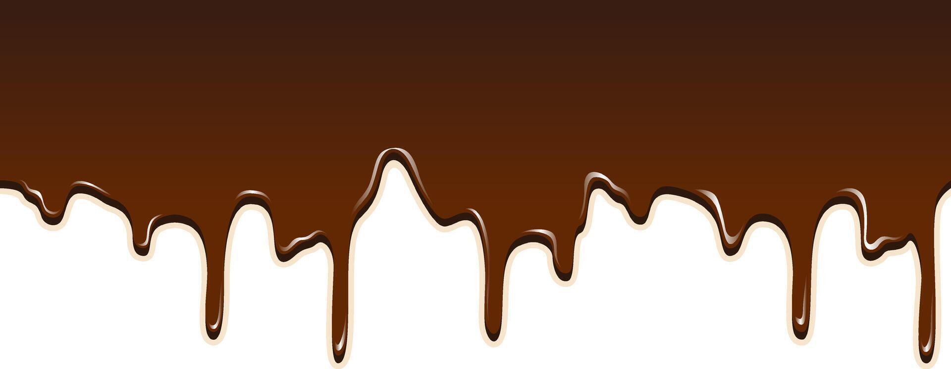 Realistic dripping brown chocolate illustration isolated in white background. World Chocolate Day celebration element. vector