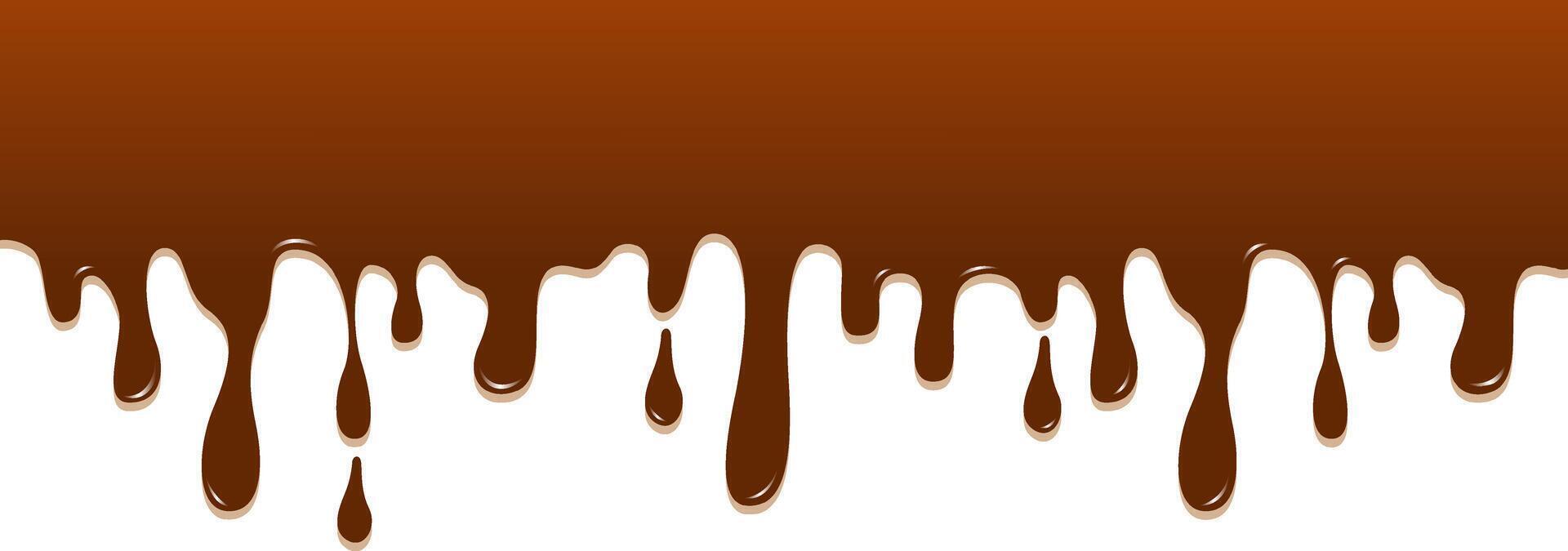 Realistic dripping brown chocolate illustration isolated in white background. World Chocolate Day celebration. vector