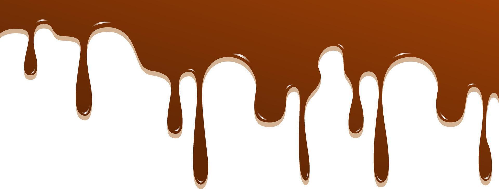 Realistic dripping brown chocolate illustration isolated in white background. World Chocolate Day celebration. vector