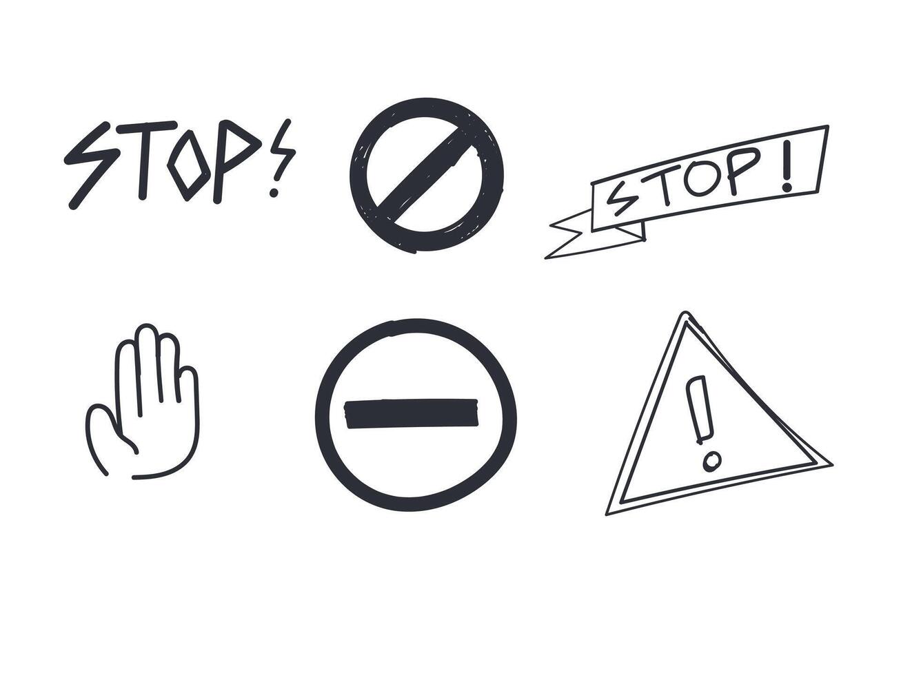 Hand drawn stop sign. alert, caution warning vector