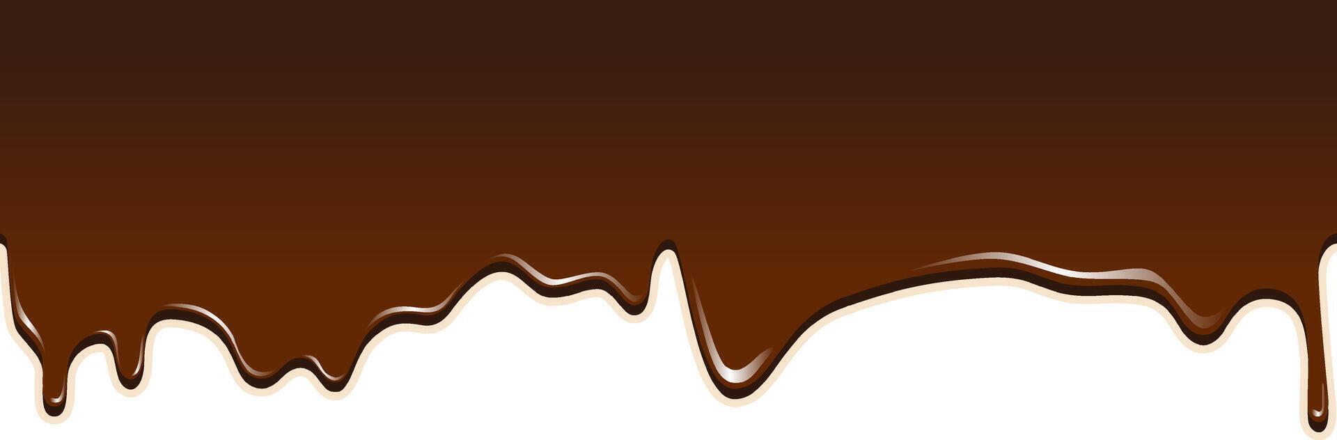 Realistic dripping brown chocolate illustration isolated in white background. World Chocolate Day celebration element. vector