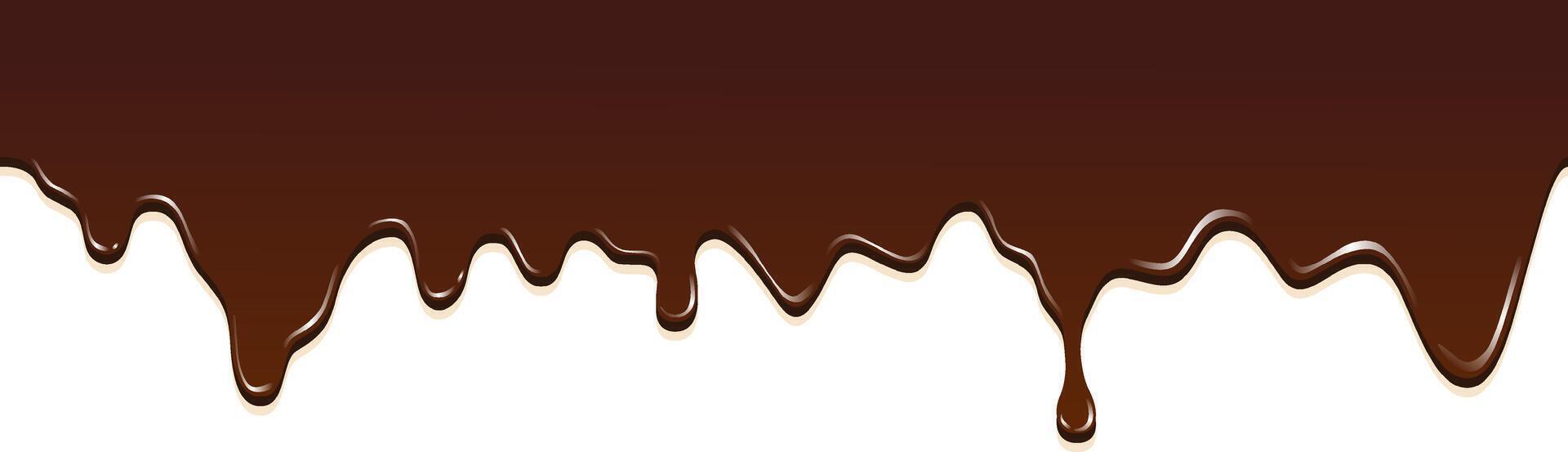 Realistic dripping brown chocolate illustration isolated in white background. World Chocolate Day celebration element. vector