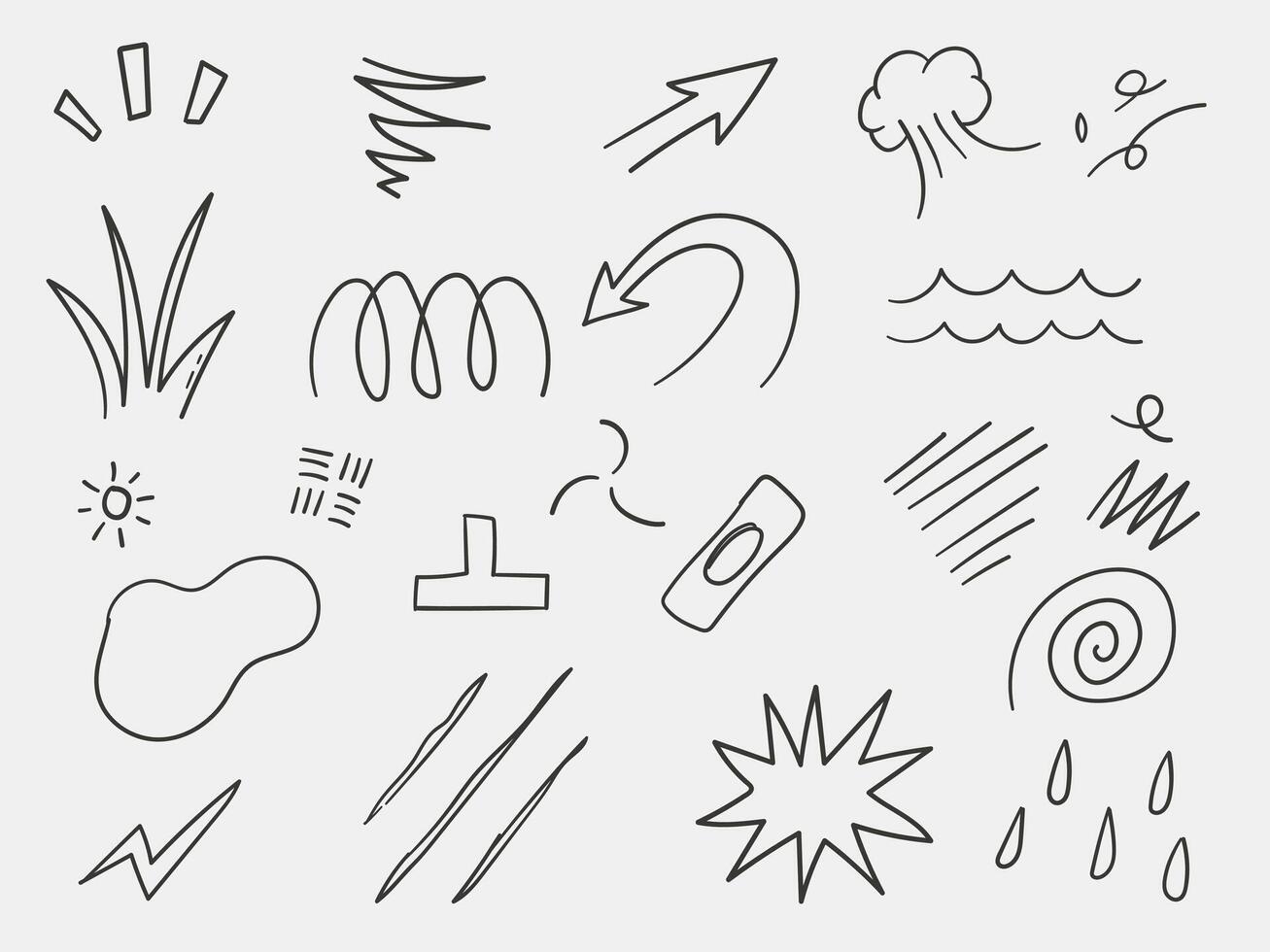 Hand drawn scribble element set doodle vector