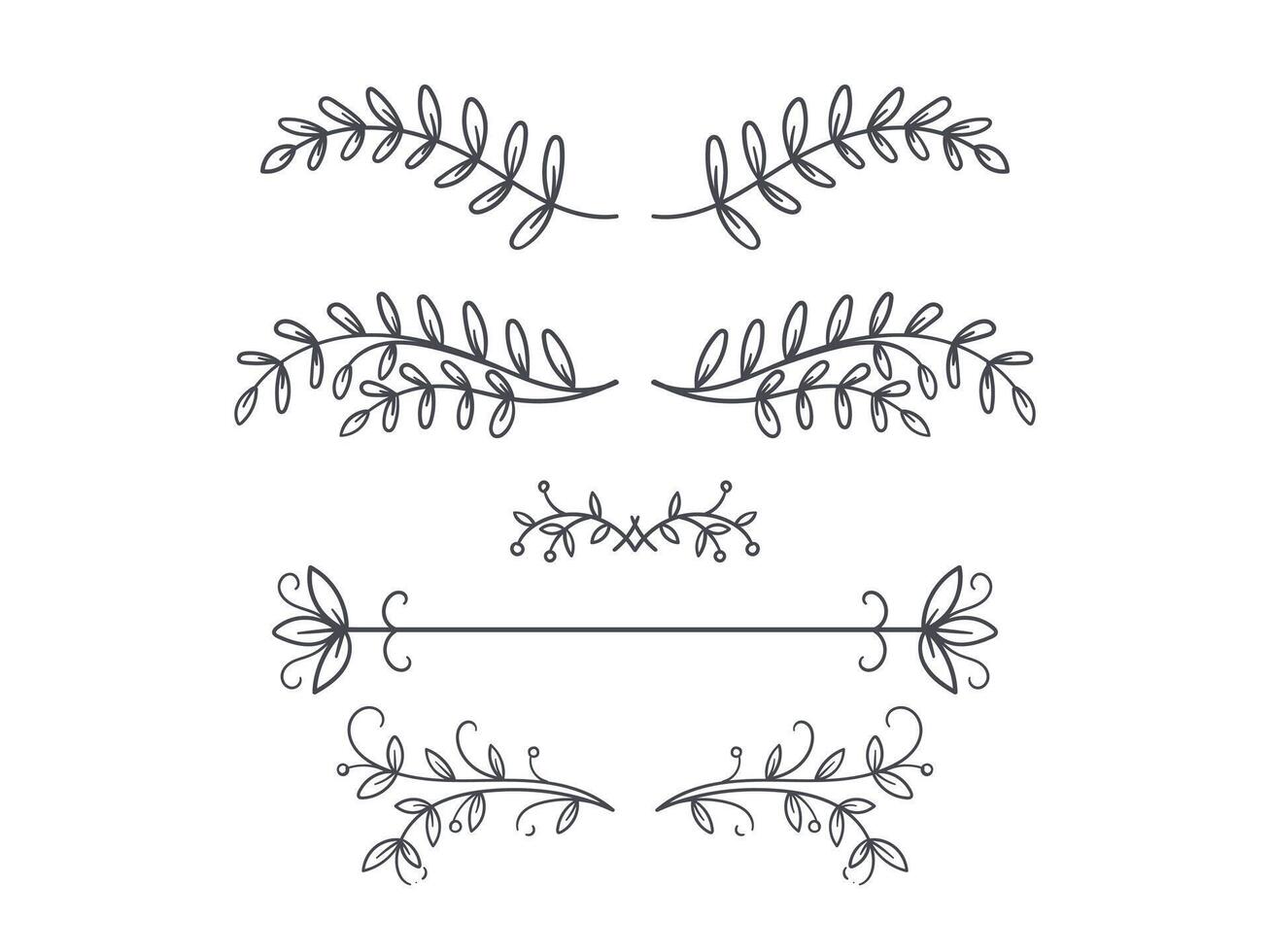 Decorative Text Dividers with Leaves vector