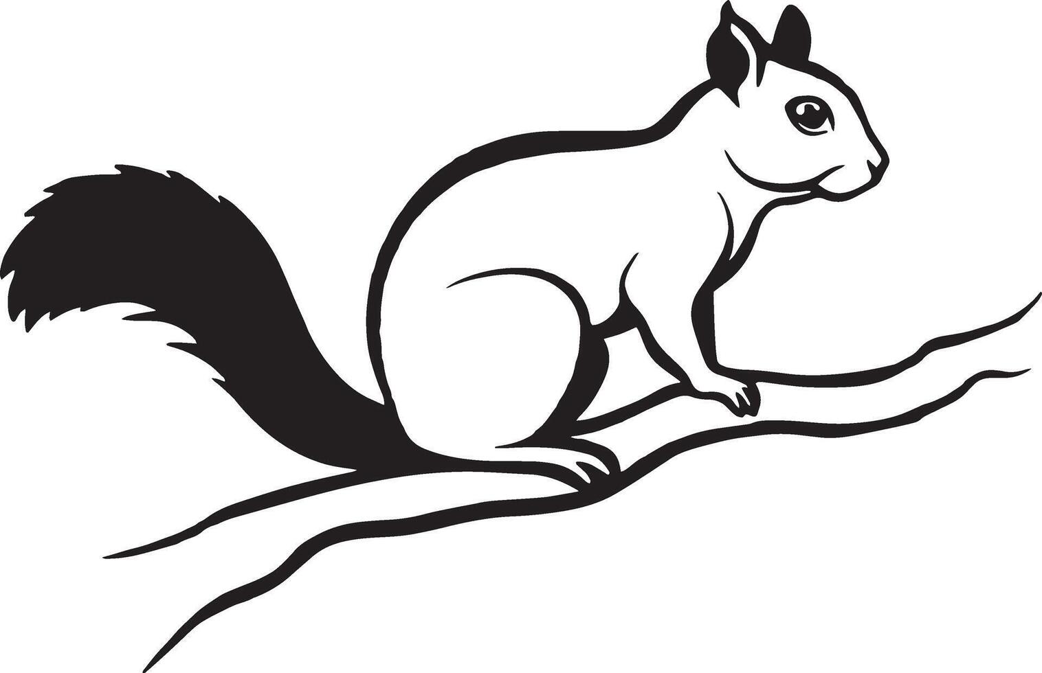 Squirrel sitting on a tree branch. illustration isolated on white background. vector