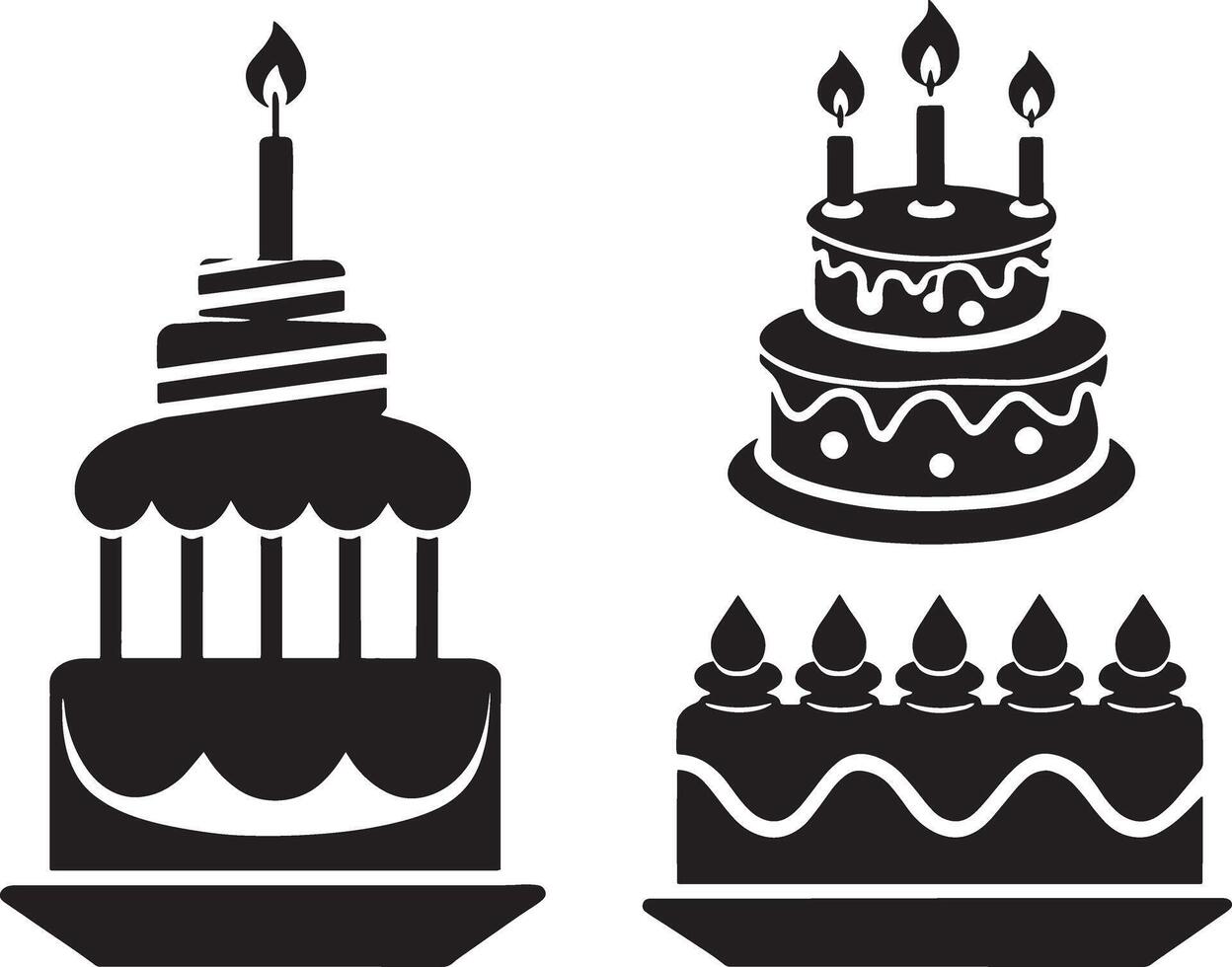 Birthday cake icon set isolated on white background. illustration. vector