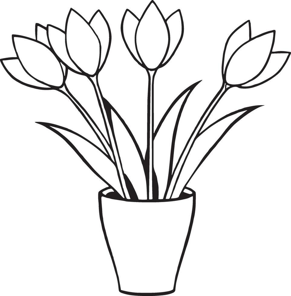 Tulip flowers in pot icon illustration graphic design vector
