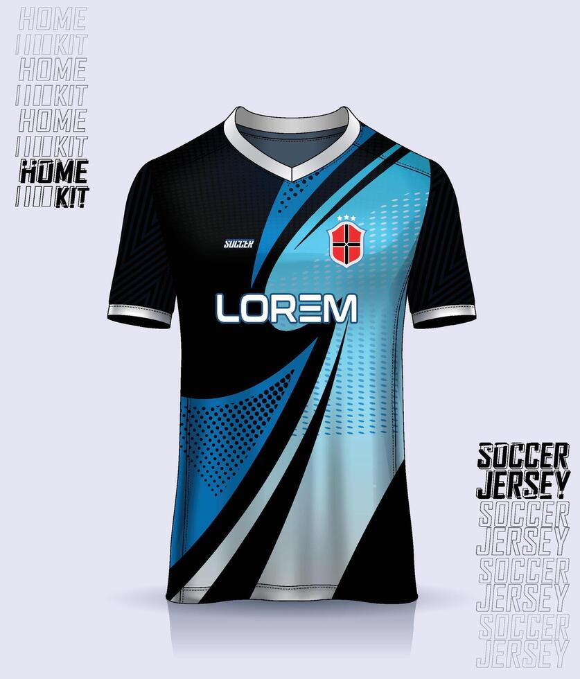 Pattern design, illustration, textile background for sports t-shirt, football jersey shirt mockup for football club. consistent front view vector