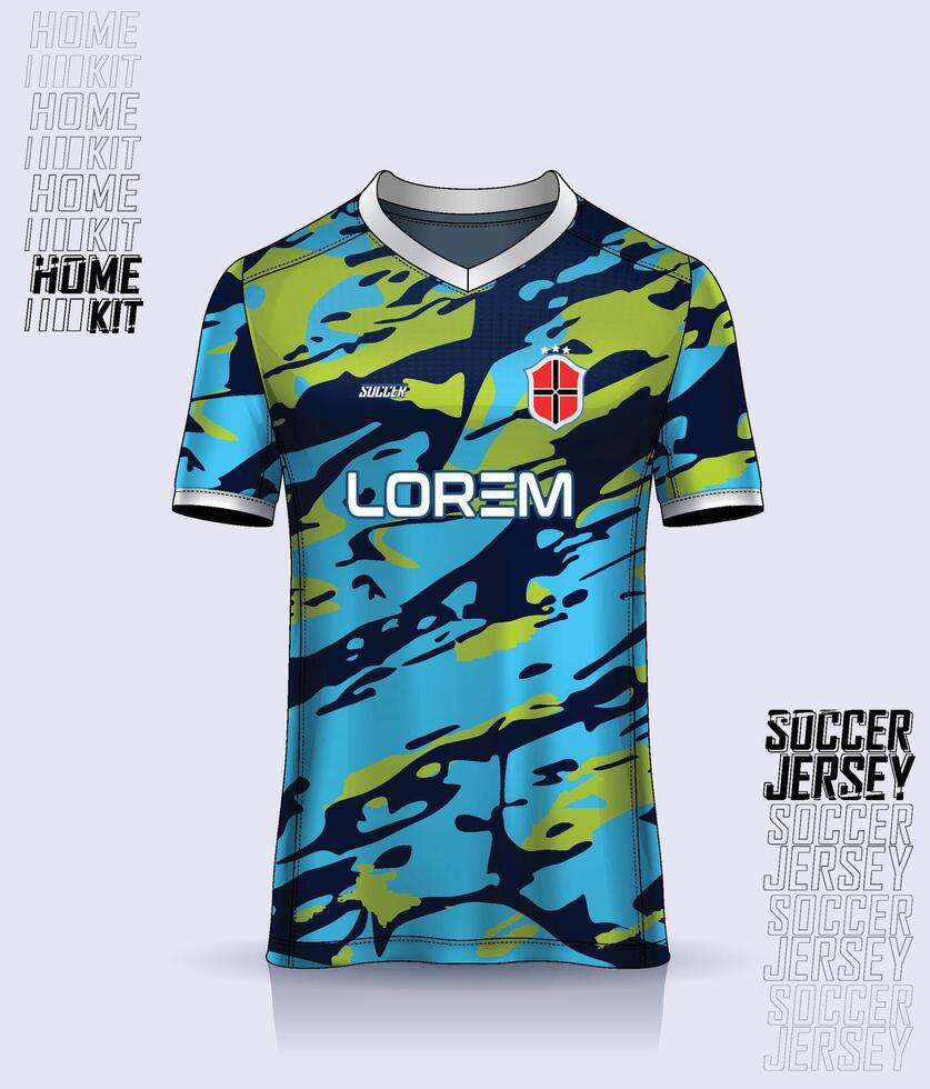 Pattern design, illustration, textile background for sports t-shirt, football jersey shirt mockup for football club. consistent front view vector