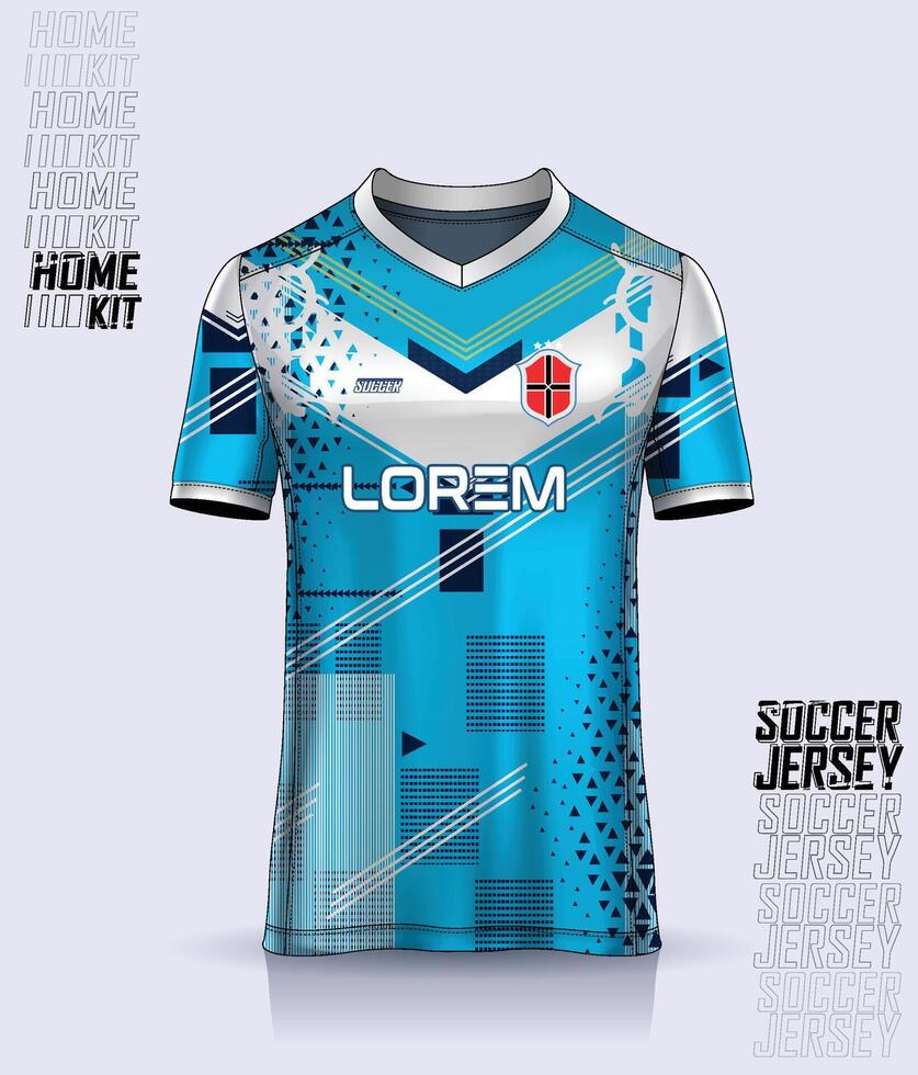 Pattern design, illustration, textile background for sports t-shirt, football jersey shirt mockup for football club. consistent front view vector