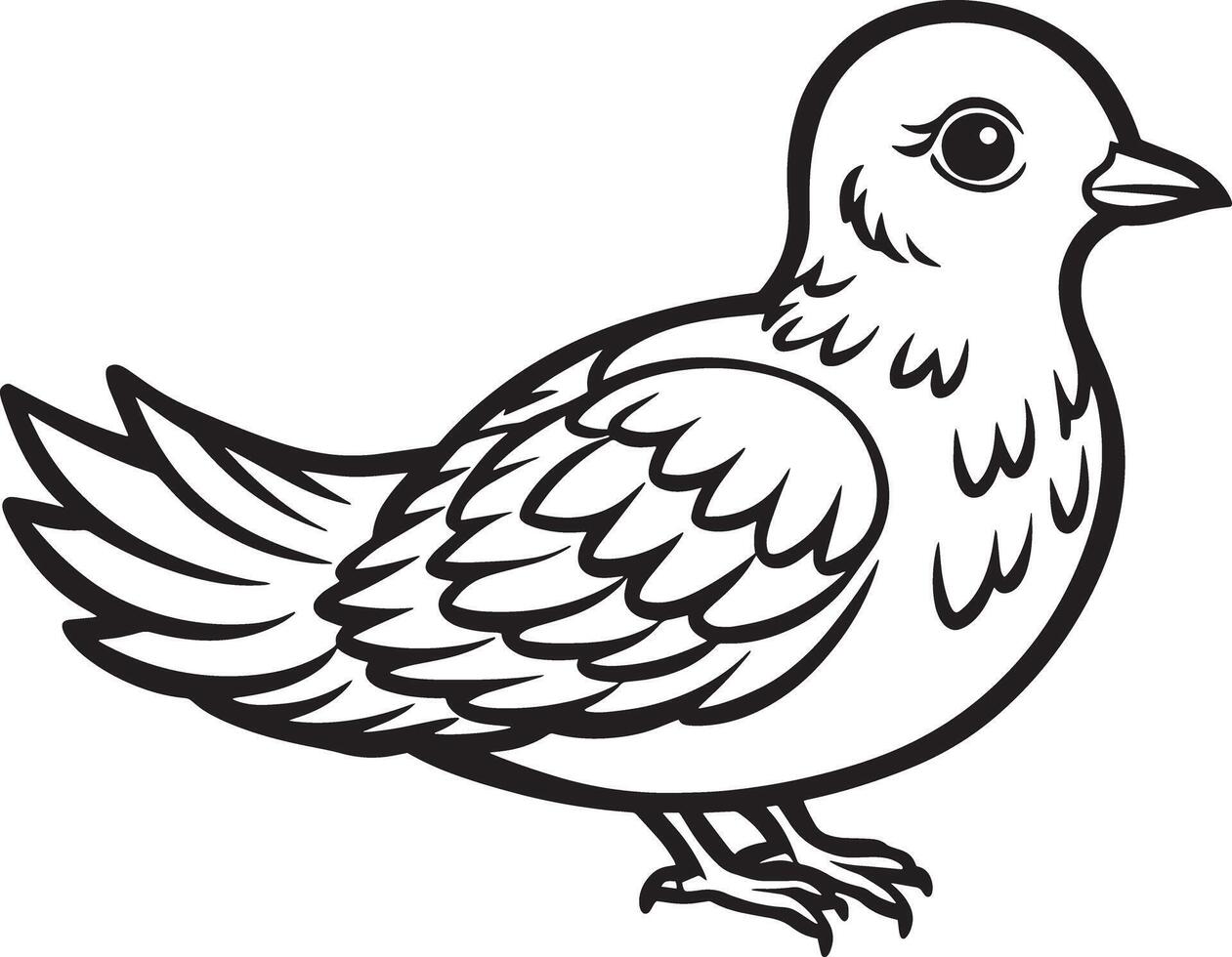 Dove - Black and White Cartoon Illustration, on a white background vector