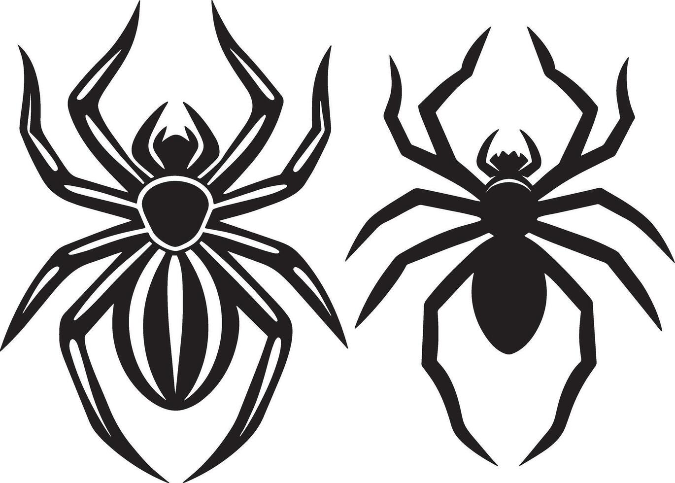 Black and white spiders isolated on a white background. illustration. vector
