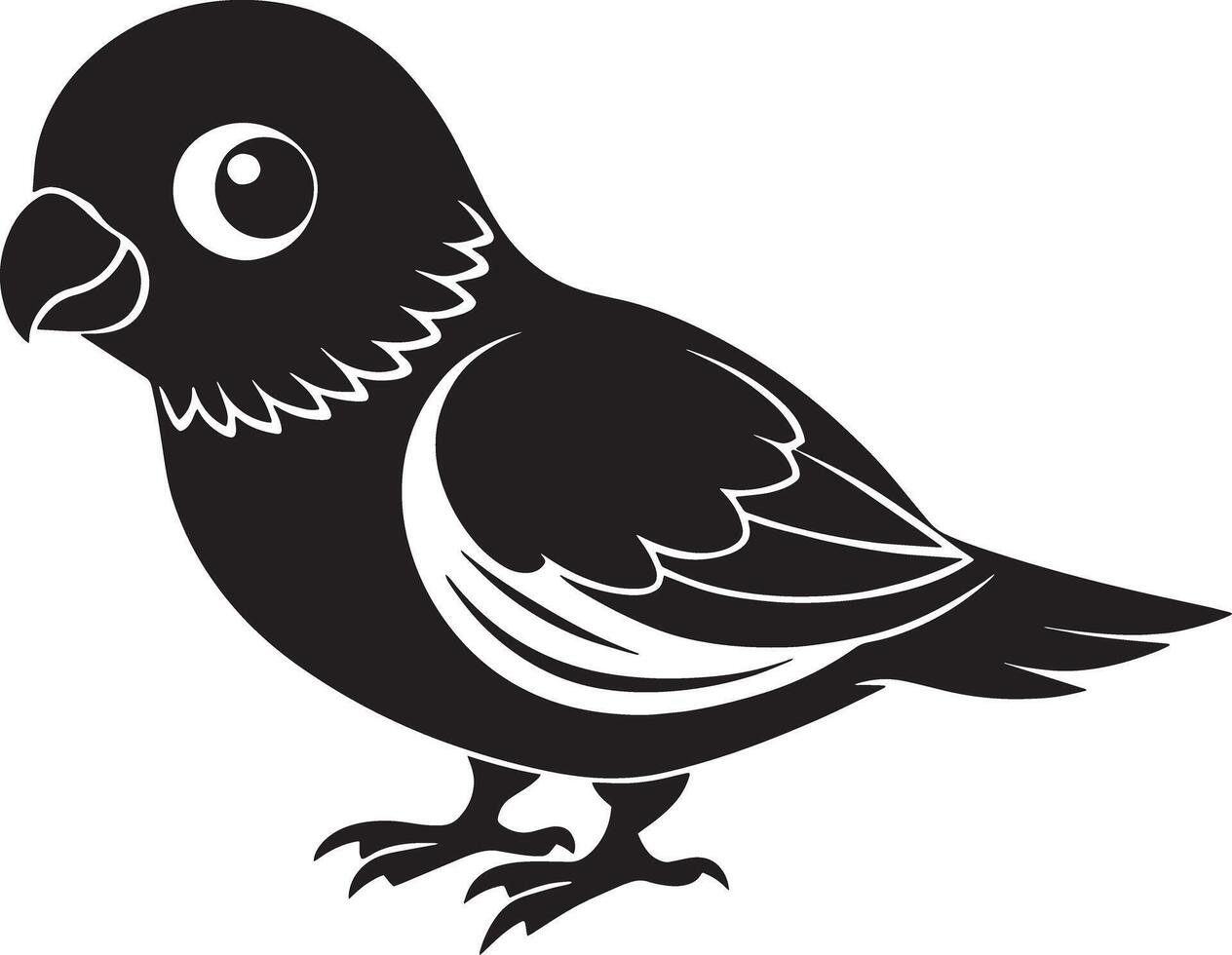 illustration of a cute black bird isolated on a white background. vector