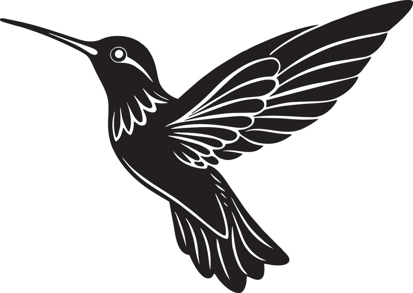 colibrí - negro y blanco ilustración - aislado en blanco antecedentes vector