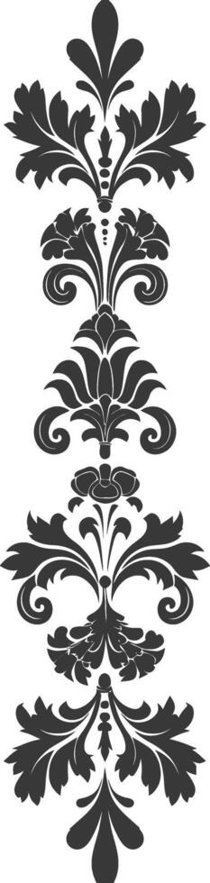 Silhouette vertical line divider with Baroque ornament black color only vector