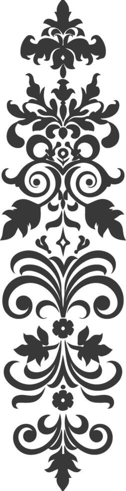 Silhouette vertical line divider with Baroque ornament black color only vector