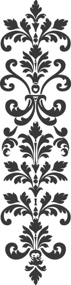 Silhouette vertical line divider with Baroque ornament black color only vector