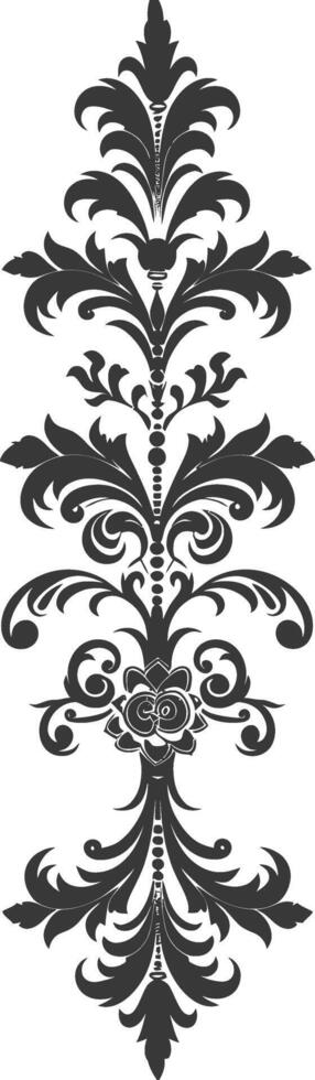 Silhouette vertical line divider with Baroque ornament black color only vector